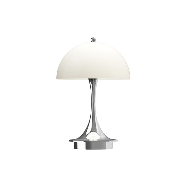 Panthella 160 Portable bordlampe, chrome opal beige, Louis Poulsen