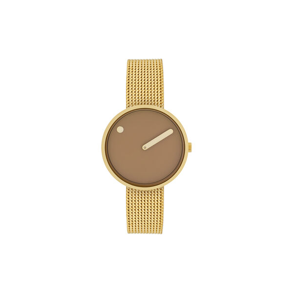 PICTO armbåndsur, cappuccino brown/gold/matt gold, PICTO