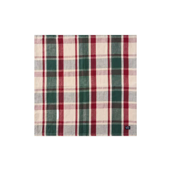 Linen/Cotton Napkin, green/red/beige, Lexington