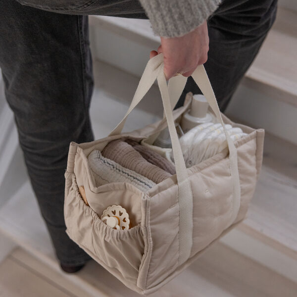 Pusleopbevaringskurv m/ hanke, morning beige, Sebra