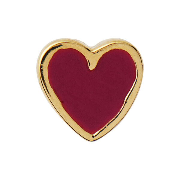 Petit Love Heart Burgundy Enamel Single, gold Petit Love Heart Burgundy Enamel Single, gold, Stine A Jewelry