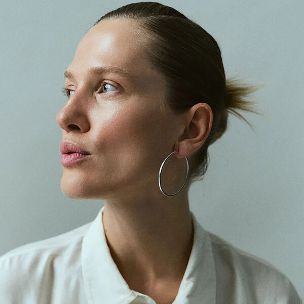 Circle&nbsp;Line&nbsp;Hoops large, s&oslash;lv, Pernille Corydon Jewellery