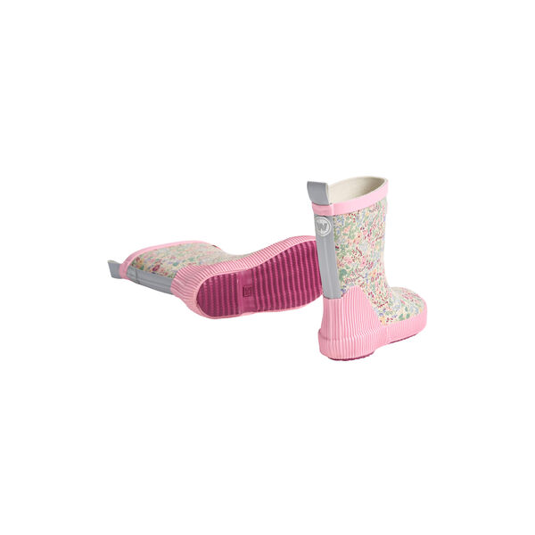 Rubber Boot Welly, cool sky flowers, Wheat