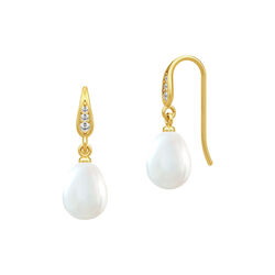 Ocean Earrings, gold/white pearl, Julie Sandlau