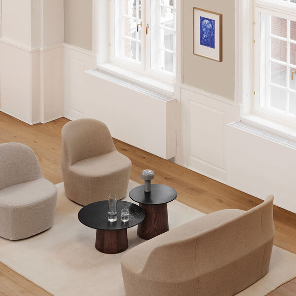 Niveau sofabord &Oslash; 45 cm, Black Marquina/oiled stained ash, Fredericia Furniture