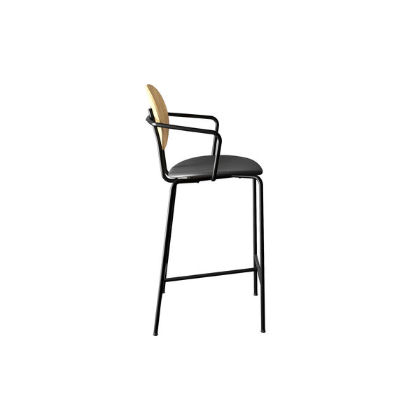 PIET HEIN Counter Chair with Arms, hvidpigmenteret eg//Solid Black 509, Sibast Furniture