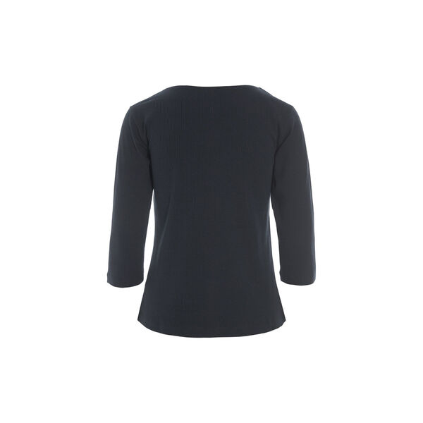 Naibu rib bluse med 3/4 &aelig;rme, black, BITTE KAI RAND