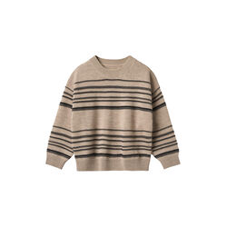Knit Pullover Flores, sand black stripe, Wheat