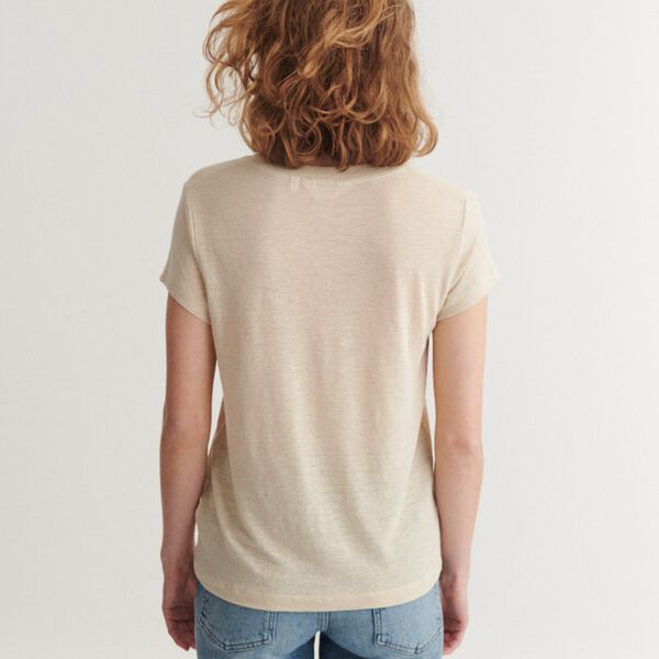 Ashly SS Tee, summer sand, Basic Apparel