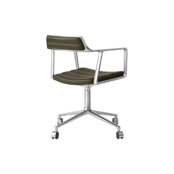 VIPP452 Swivel Chair with Castors, bosco green/polished aluminium, Vipp