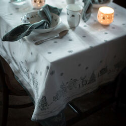 Julemorgen Story | Damask dug | 140x300 | Hvid/gr&oslash;n, Wik & Wals&oslash;e