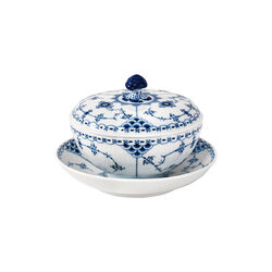 Musselmalet Halvblonde sk&aring;l med l&aring;g og underkop 30 cl, Royal Copenhagen