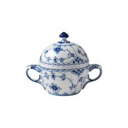 Musselmalet Halvblonde sukkerskål med låg 20 cl, Royal Copenhagen