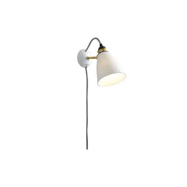 Hector 30 Wall Light Plug with Switch and Cable, natural white/grey, Original BTC