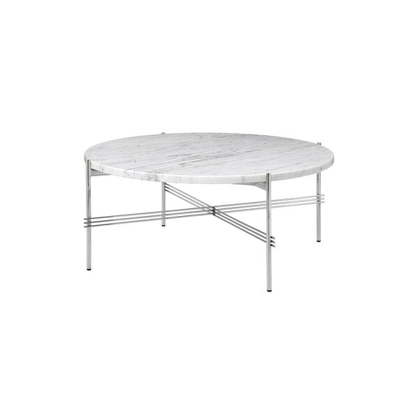 TS Coffee Table &Oslash;80, white carrara marble/steel, GUBI