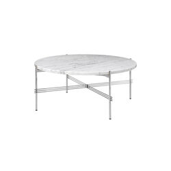 TS Coffee Table Ø80, white carrara marble/steel TS Coffee Table Ø80, white carrara marble/steel, GUBI