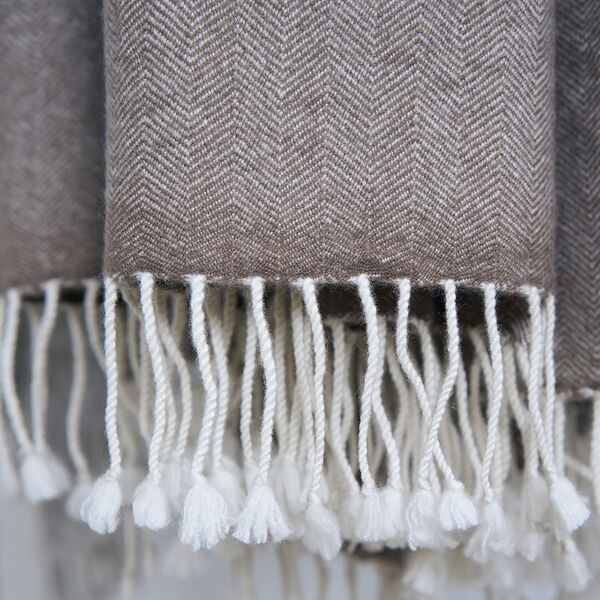 HERRINGBONE Throw, brown/white, CARE BY ME