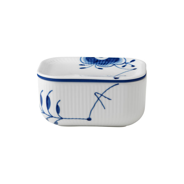 Blå Mega Riflet smørskål med låg, Royal Copenhagen