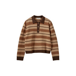 STORMASW STRIPED KNIT POLO, brown melange, Sofie Schnoor