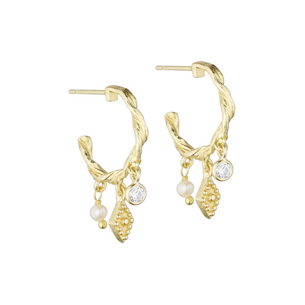 Hailey hoop&oslash;reringe med diamantformede vedh&aelig;ng, forgyldt, Pure by Nat