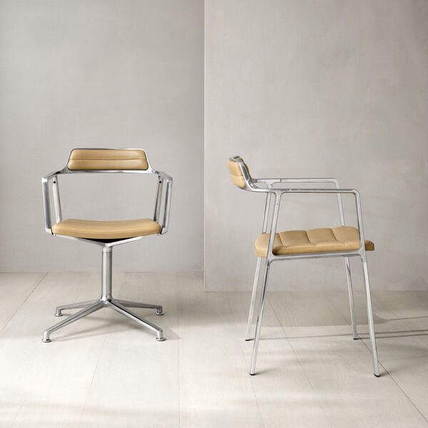 VIPP452 Swivel Chair with Gliders, sand/polished aluminium, Vipp