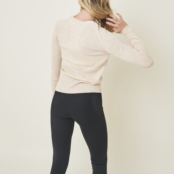 Aveline rundhalset strik, sand, Cartel Copenhagen