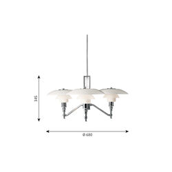 PH 3/2 Akademi pendel, krom, Louis Poulsen