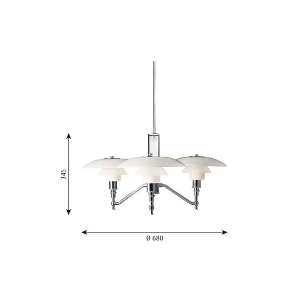 PH 3/2 Akademi pendel, krom, Louis Poulsen