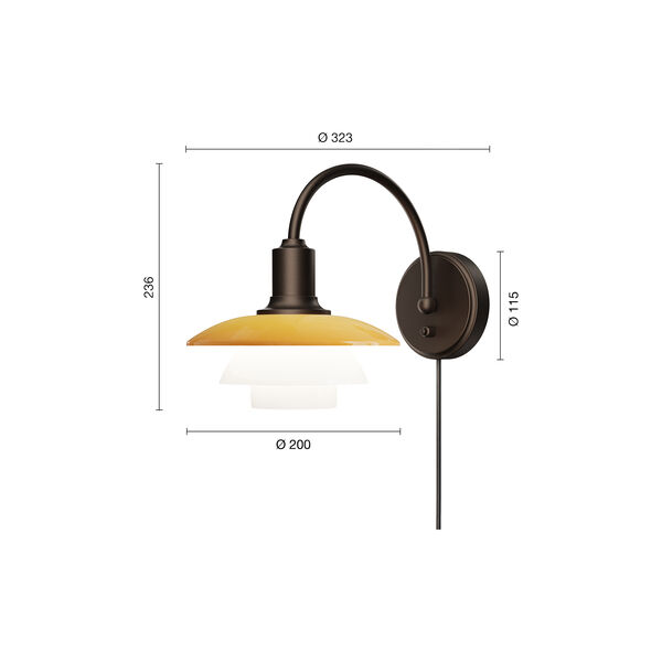PH 2/2 V&aelig;glampe Centenary Edition, amber/opal white, Louis Poulsen
