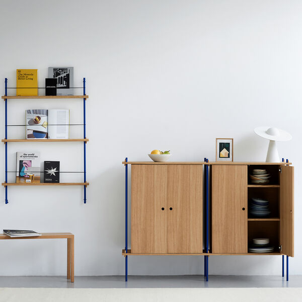 Shelving Cabinet, oak/deep blue, MOEBE