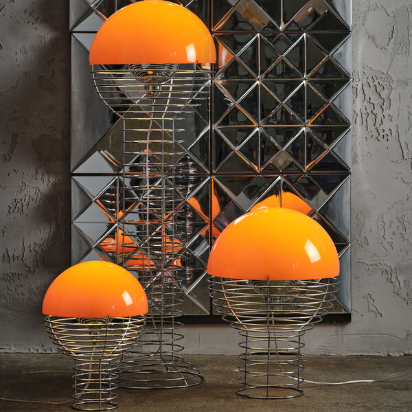 Wire gulvlampe, orange, Verpan