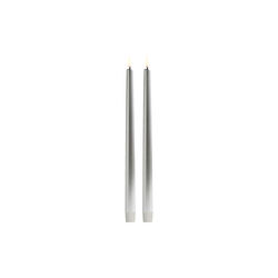 LED Smooth taper candle 2 stk. | H 32 | Silver finish, Uyuni Lighting