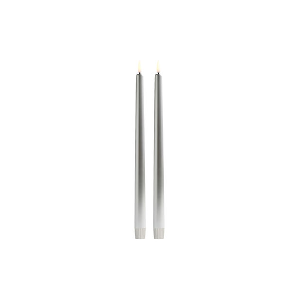 LED Smooth taper candle 2 stk. | H 32 | Silver finish, Uyuni Lighting