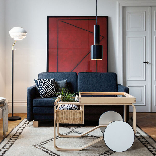 Pendant Light A110 “Hand Grenade”, black/brass-plated, Artek