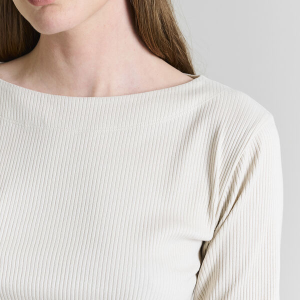 Naibu rib bluse med 3/4 &aelig;rme, ivory, BITTE KAI RAND
