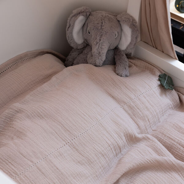 2-delt musselin babysenget&oslash;j, seabreeze beige, Sebra