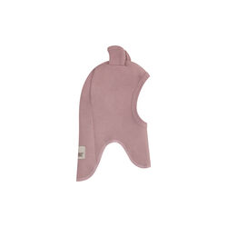 Balaclava Ears Wool Rib, woodrose, HUTTEliHUT