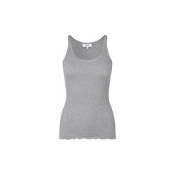 Silketop med elastikbånd, light grey melange, Rosemunde
