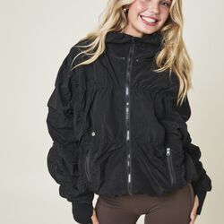 Ridge parachute jakke med lynl&aring;s og aftagelig h&aelig;tte, nero, Cartel Copenhagen