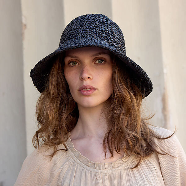 RAFFIA&nbsp;Hat&nbsp;stor skygge, black, Bella Ballou