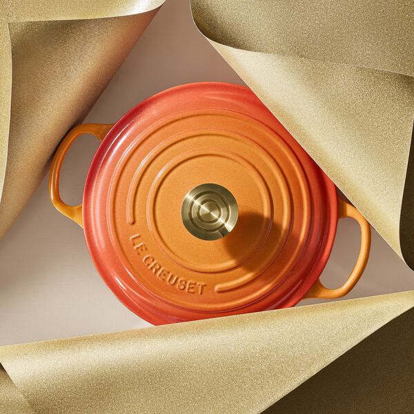 Rund st&oslash;bejern Jubil&aelig;umsgryde &Oslash; 24 cm, flamme dor&eacute;e, Le Creuset
