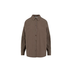 Classic shirt - boxy fit, brown/white stripe, Coster Copenhagen