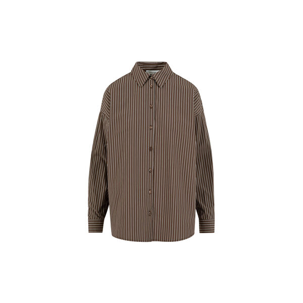 Classic shirt - boxy fit, brown/white stripe, Coster Copenhagen