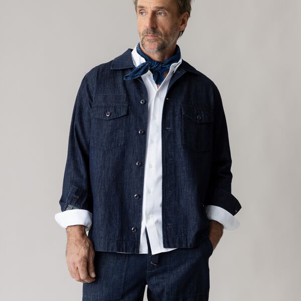 MMGMarcello Chambray Overshirt, indigo blue, MOS MOSH Gallery