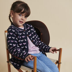 Merino Heart Cardigan, navy/bubblegum comb., Copenhagen Colors Organics