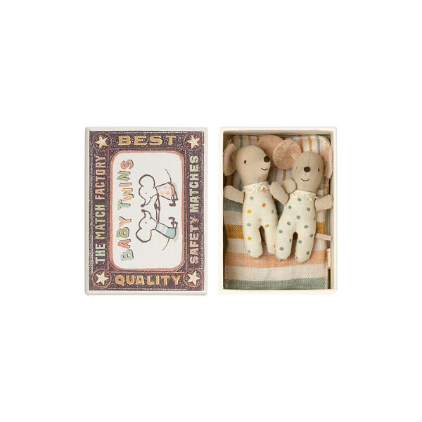 Tvillinger babymus i tændstikæske, Maileg