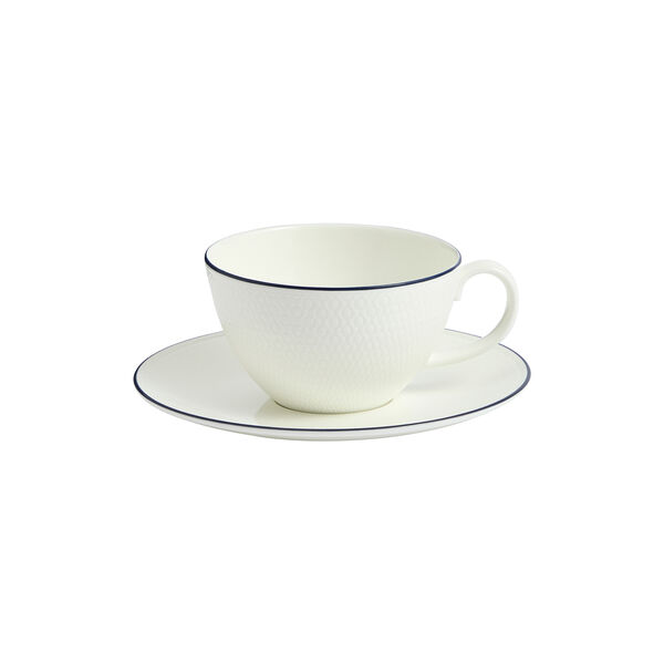 Gio Teacup with saucer, white/blue line, Wedgwood