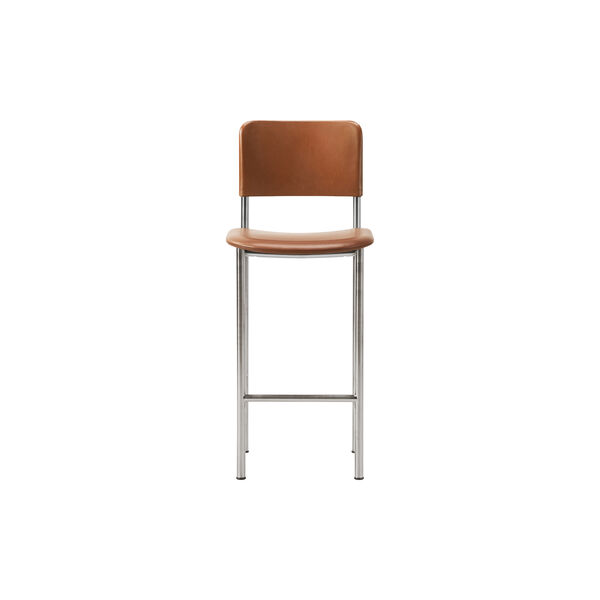 Plan Barstool Fully Upholstered, brushed steel/Max 95, Fredericia Furniture