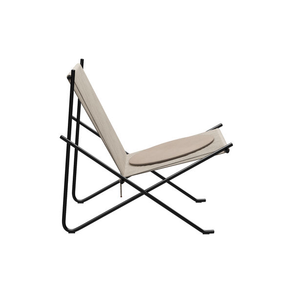 PK4&trade; stol med hynde, sort/natur/natur kanvas, Fritz Hansen