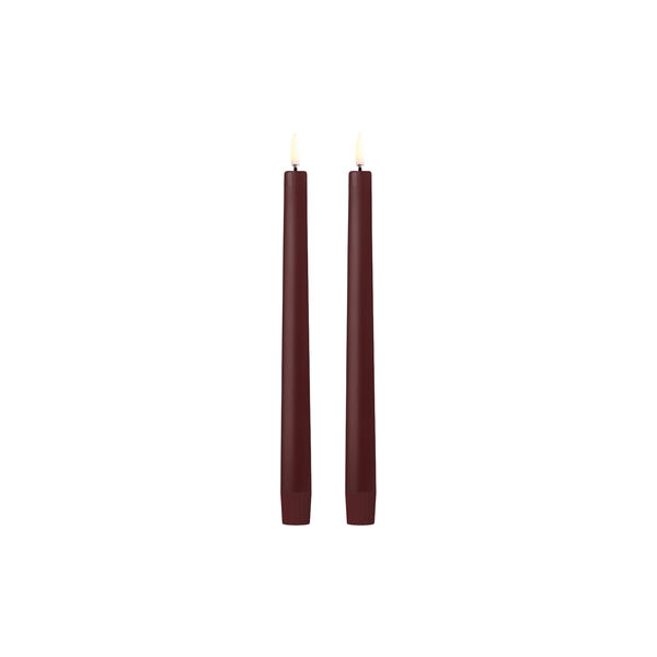 LED Smooth taper candle 2 stk. | H 25 | Wine red, Uyuni Lighting